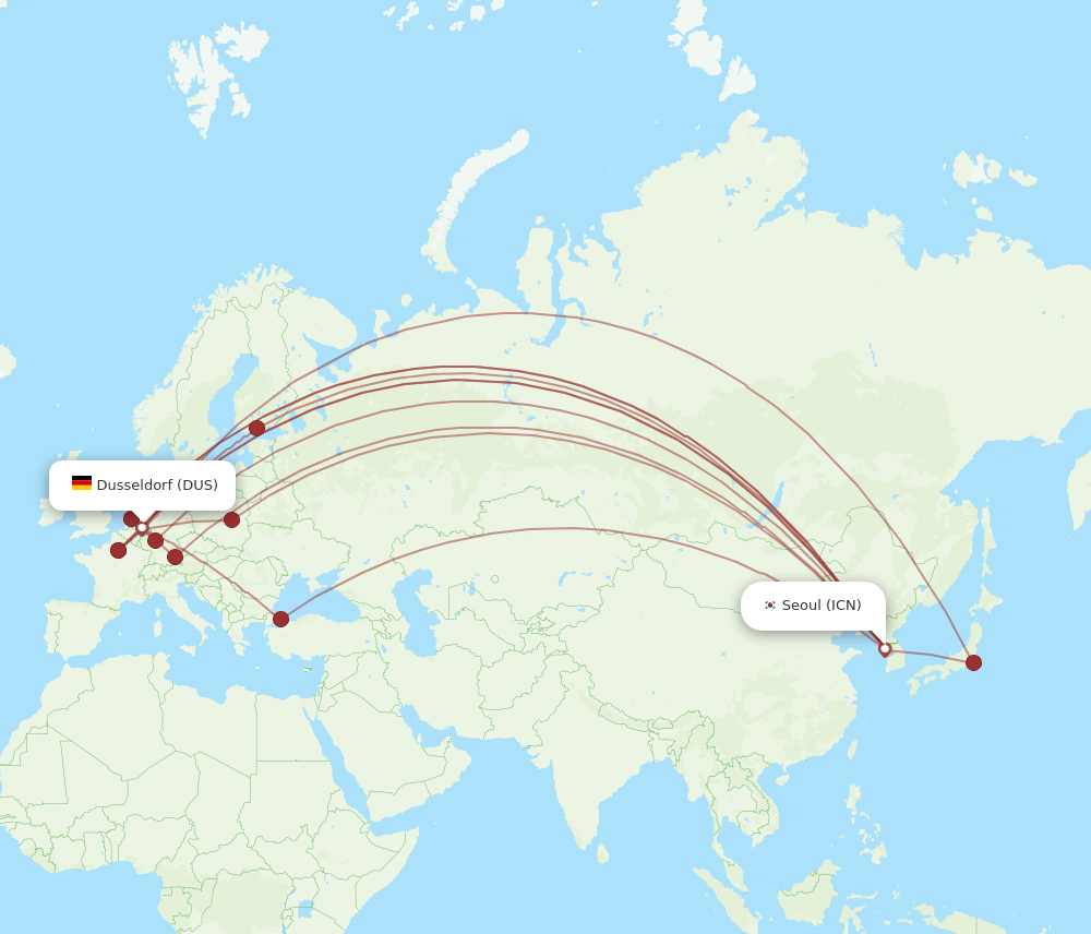 DUS-ICN flight routes