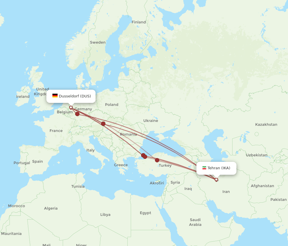 DUS-IKA flight routes