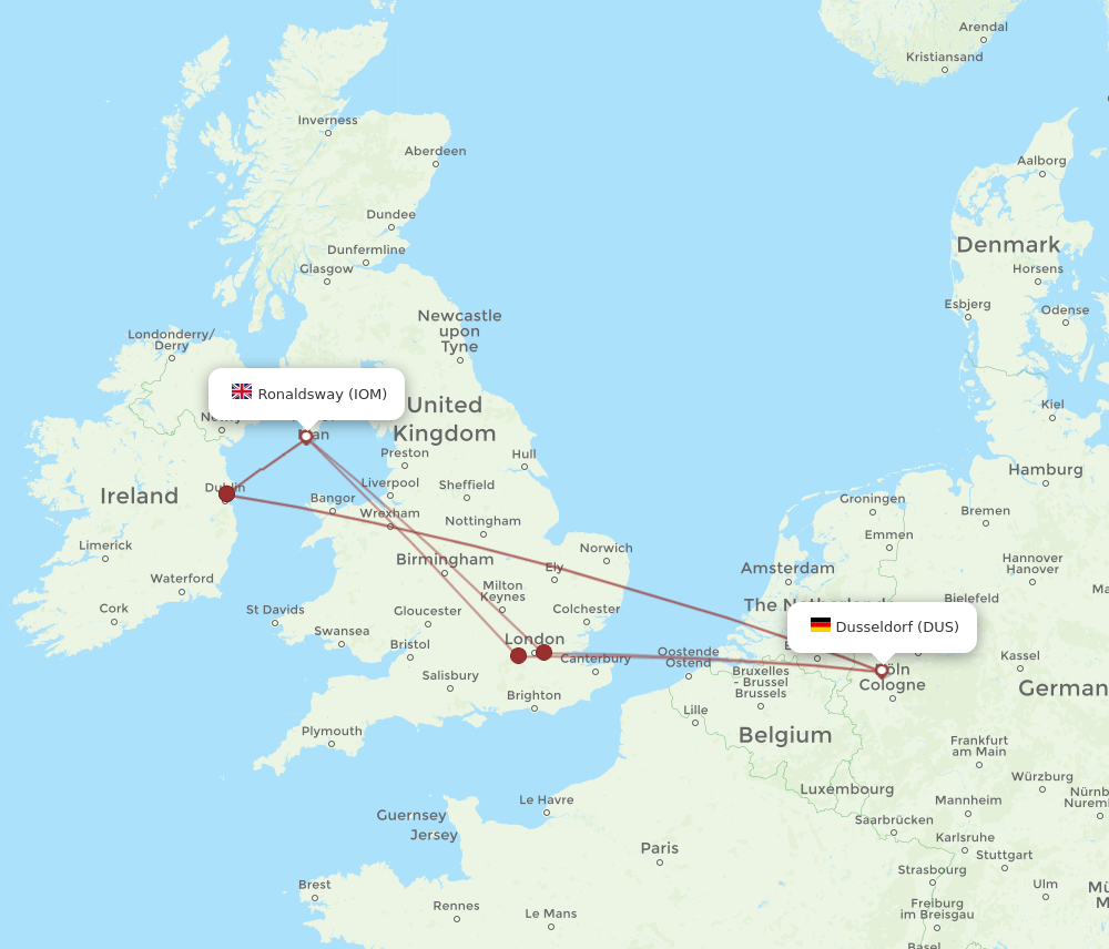 DUS-IOM flight routes