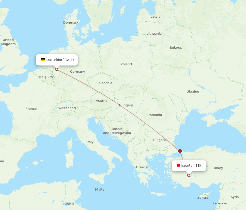 DUS-ISE flight routes