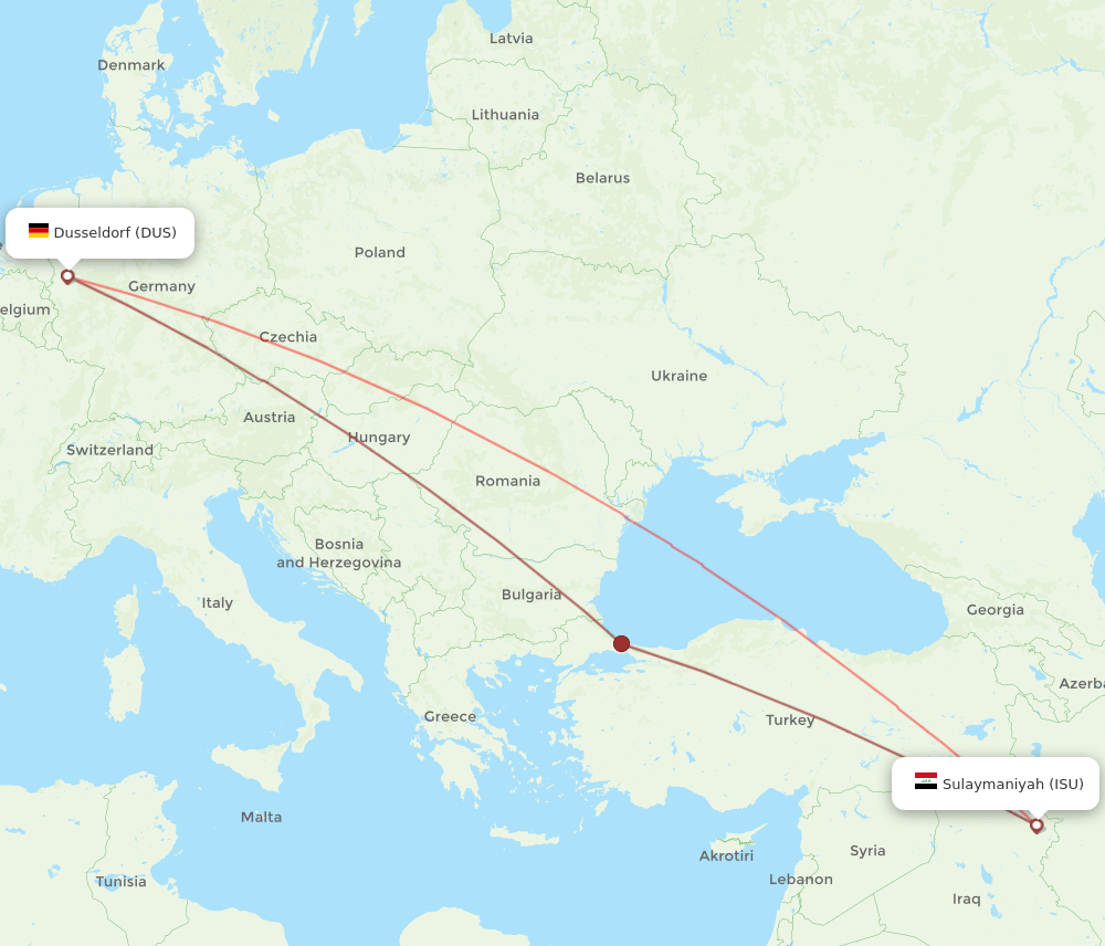 DUS-ISU flight routes