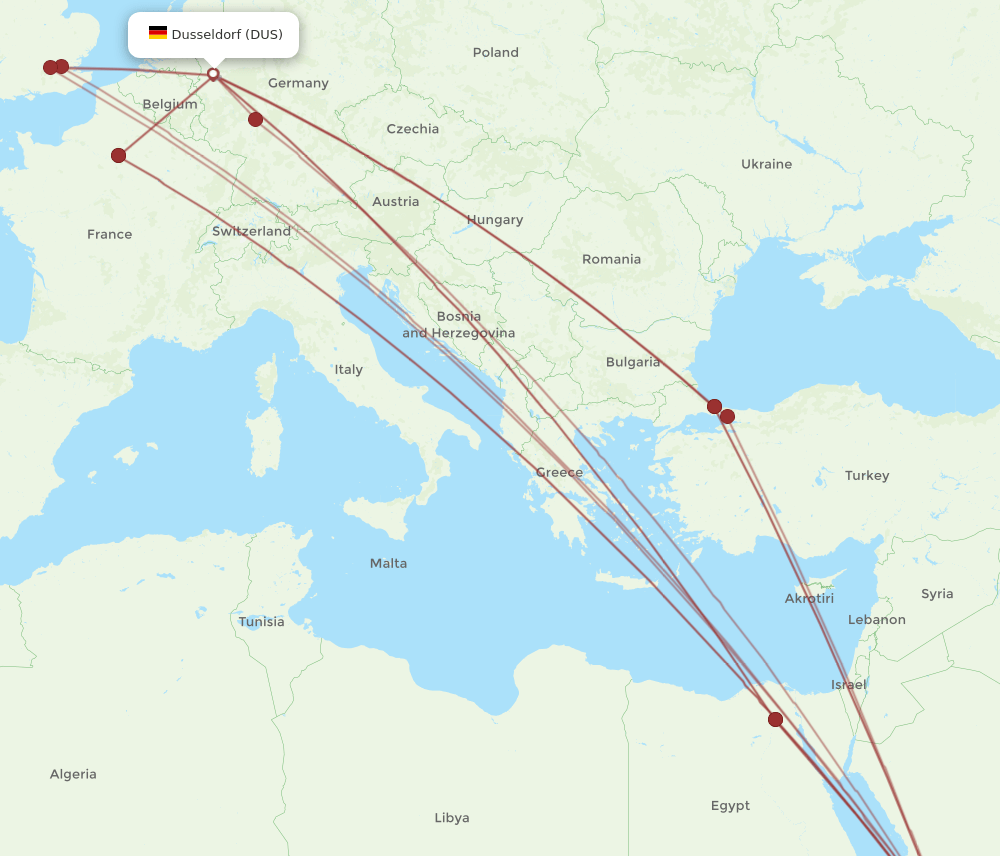 DUS-JED flight routes