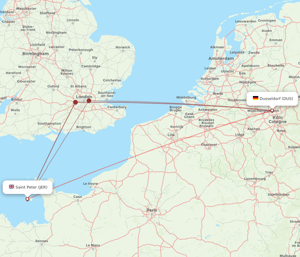DUS-JER flight routes