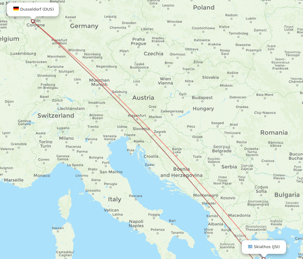 DUS-JSI flight routes