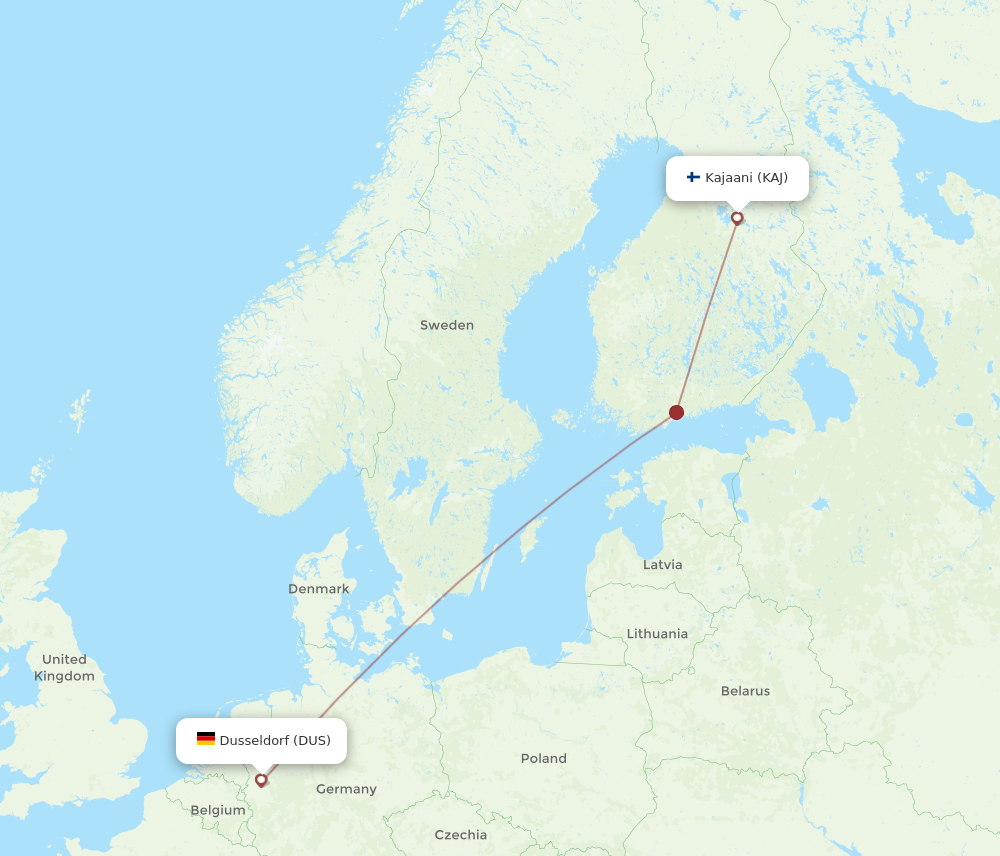 DUS-KAJ flight routes