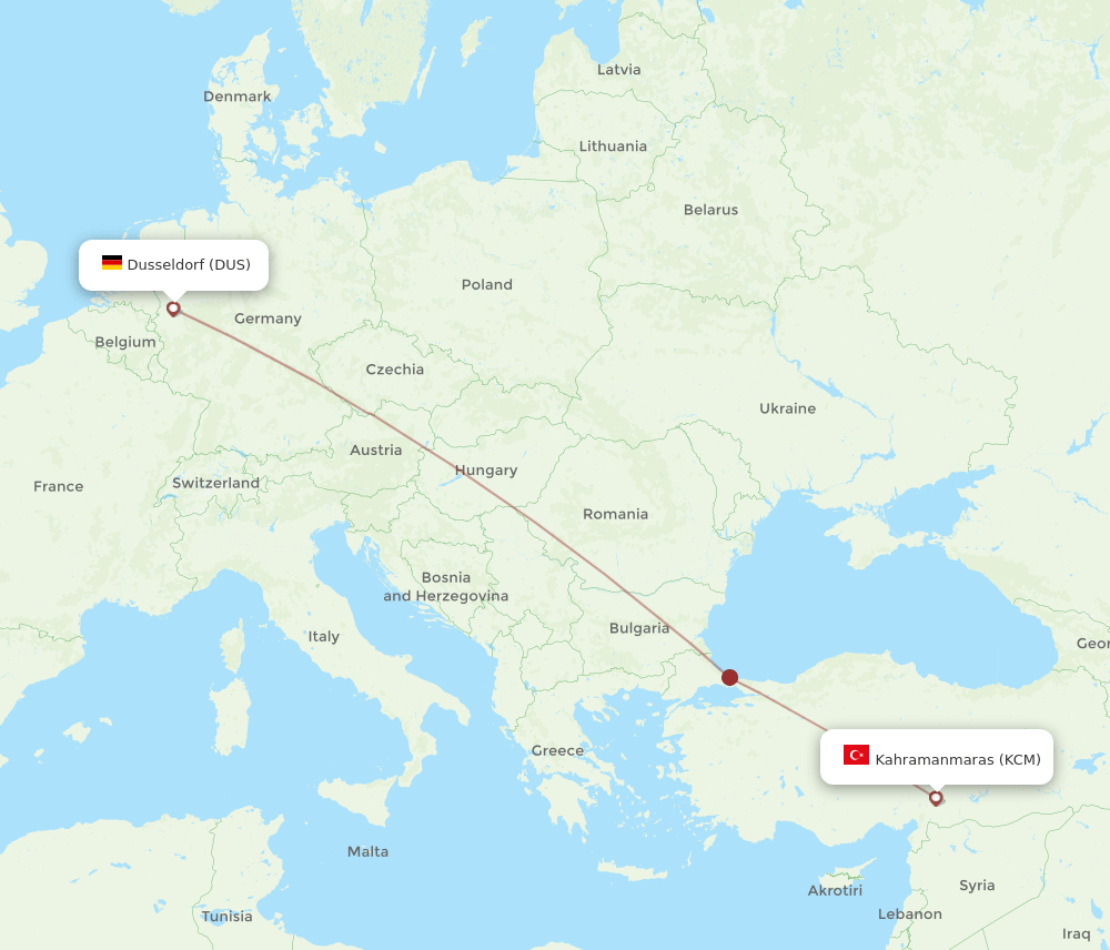 DUS-KCM flight routes