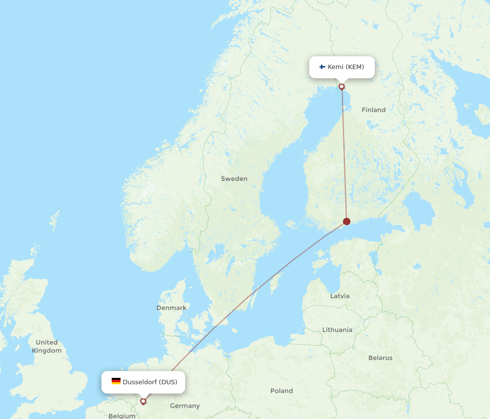 DUS-KEM flight routes