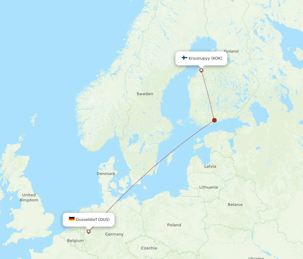DUS-KOK flight routes