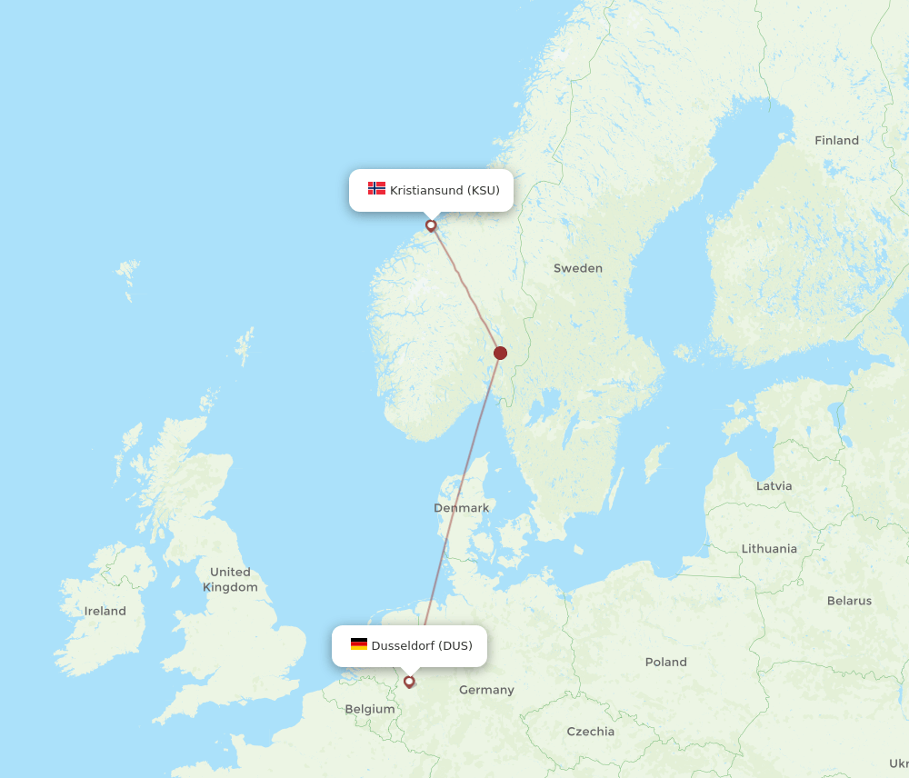 DUS-KSU flight routes