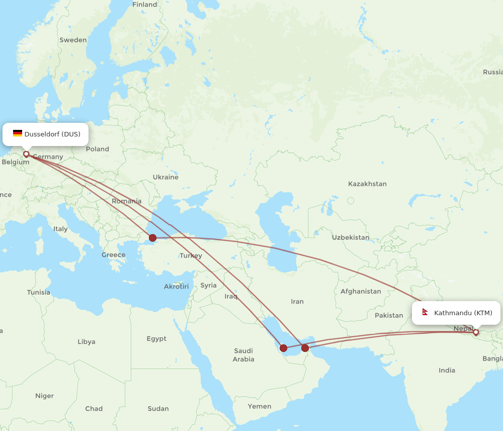 DUS-KTM flight routes