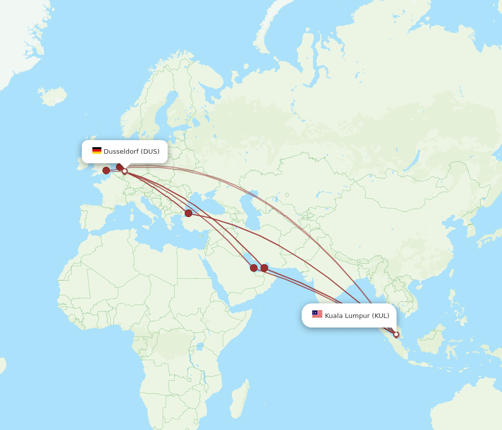 DUS-KUL flight routes