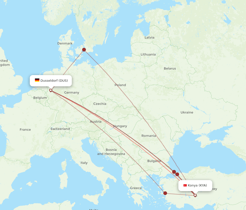 DUS-KYA flight routes