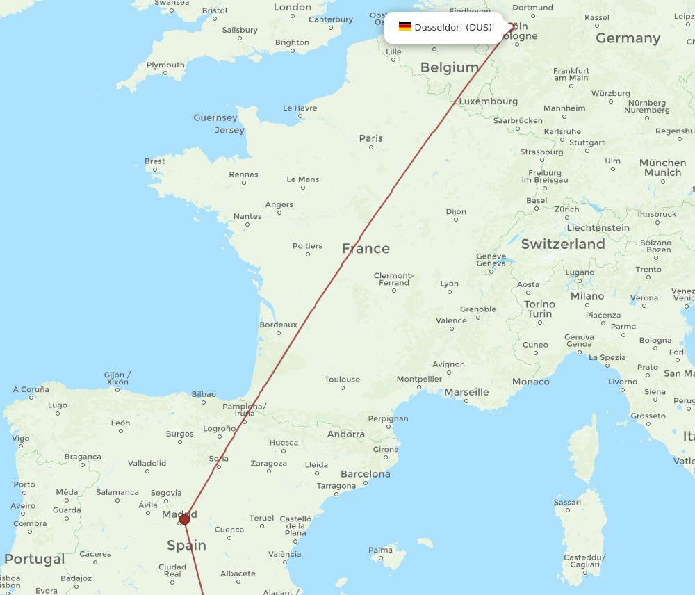 DUS-LEI flight routes