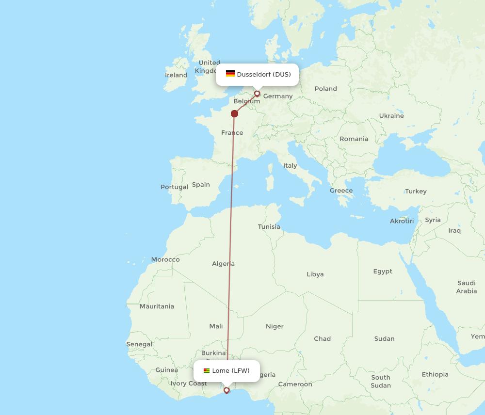 DUS-LFW flight routes