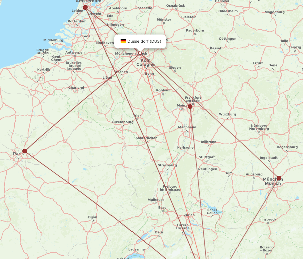 DUS to LIN flights and routes map