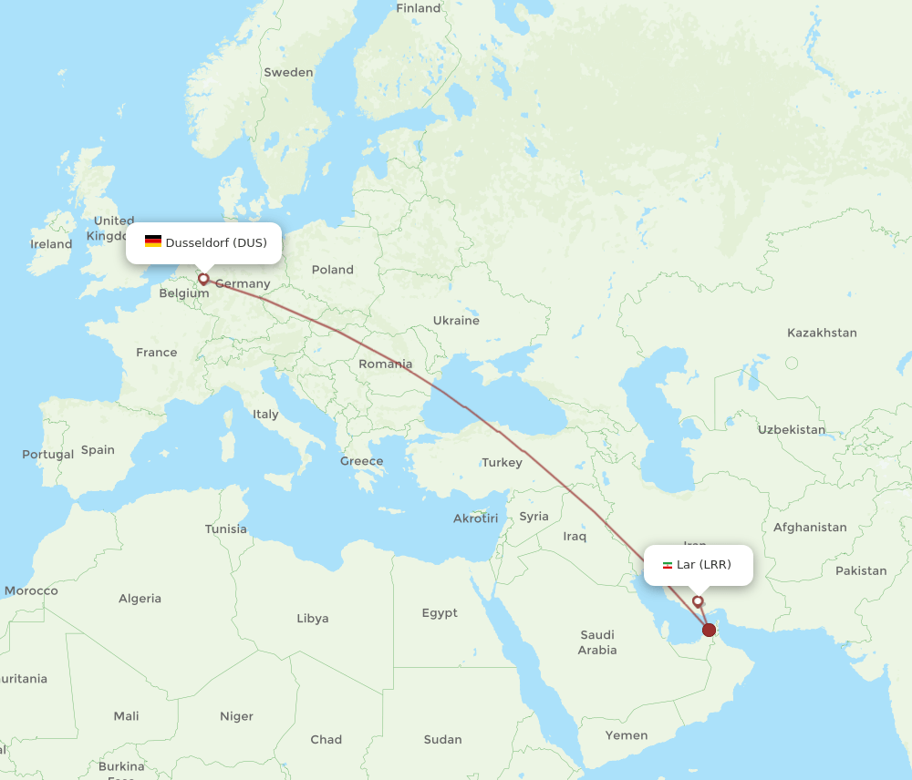 DUS to LRR flights and routes map