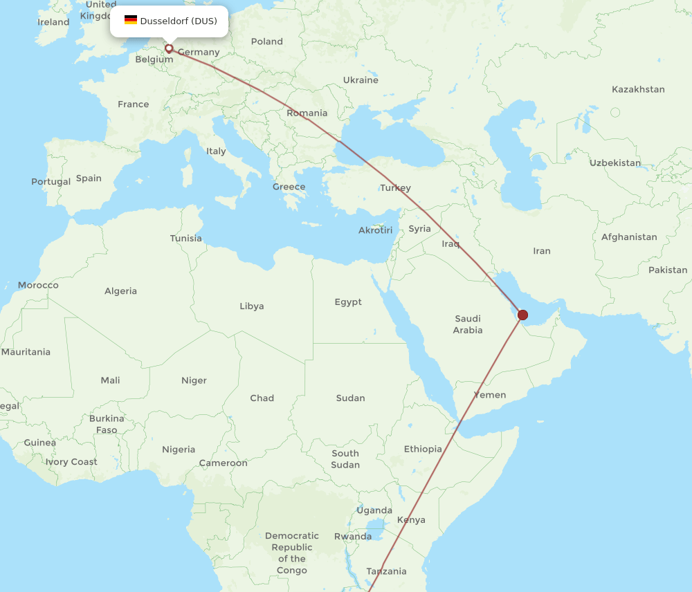 DUS-LUN flight routes