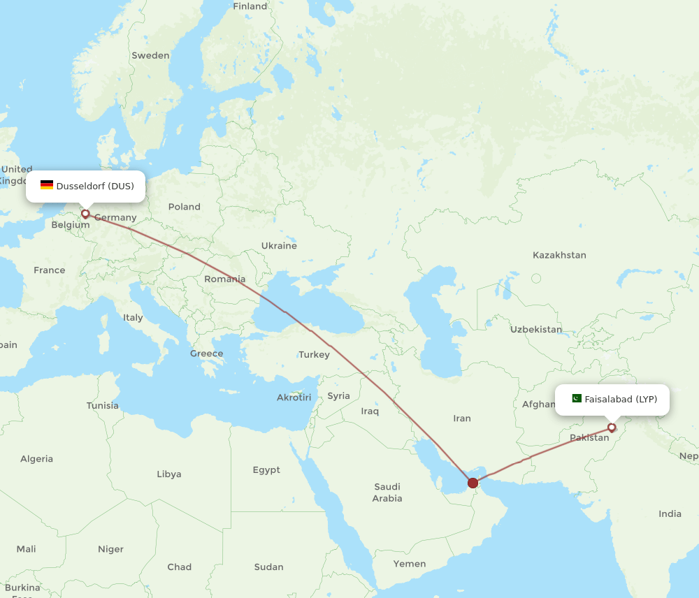 DUS-LYP flight routes