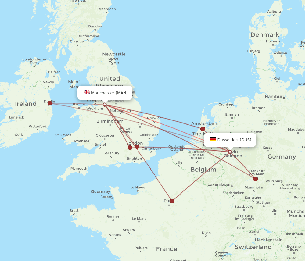 DUS-MAN flight routes