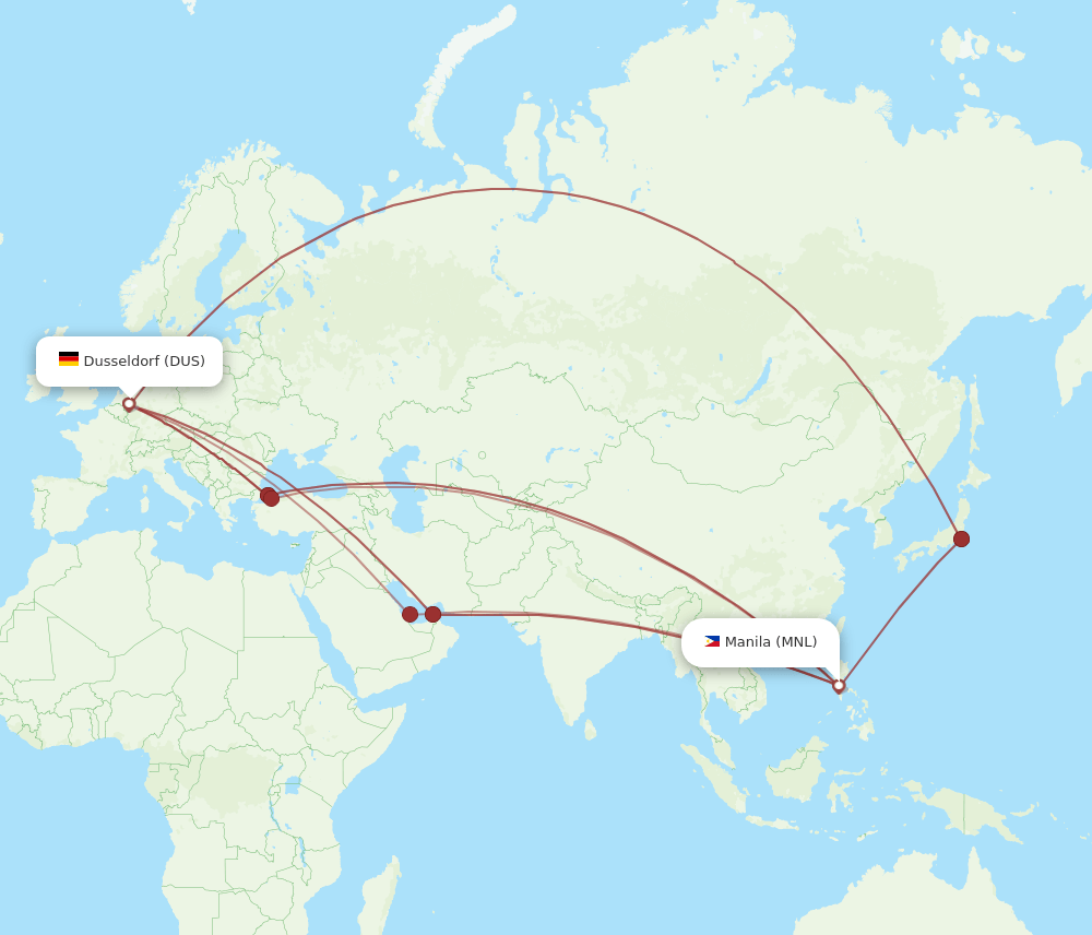 DUS-MNL flight routes