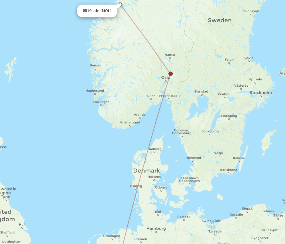 DUS to MOL flights and routes map