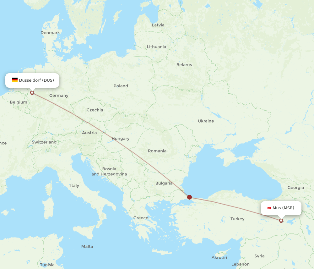 DUS to MSR flights and routes map