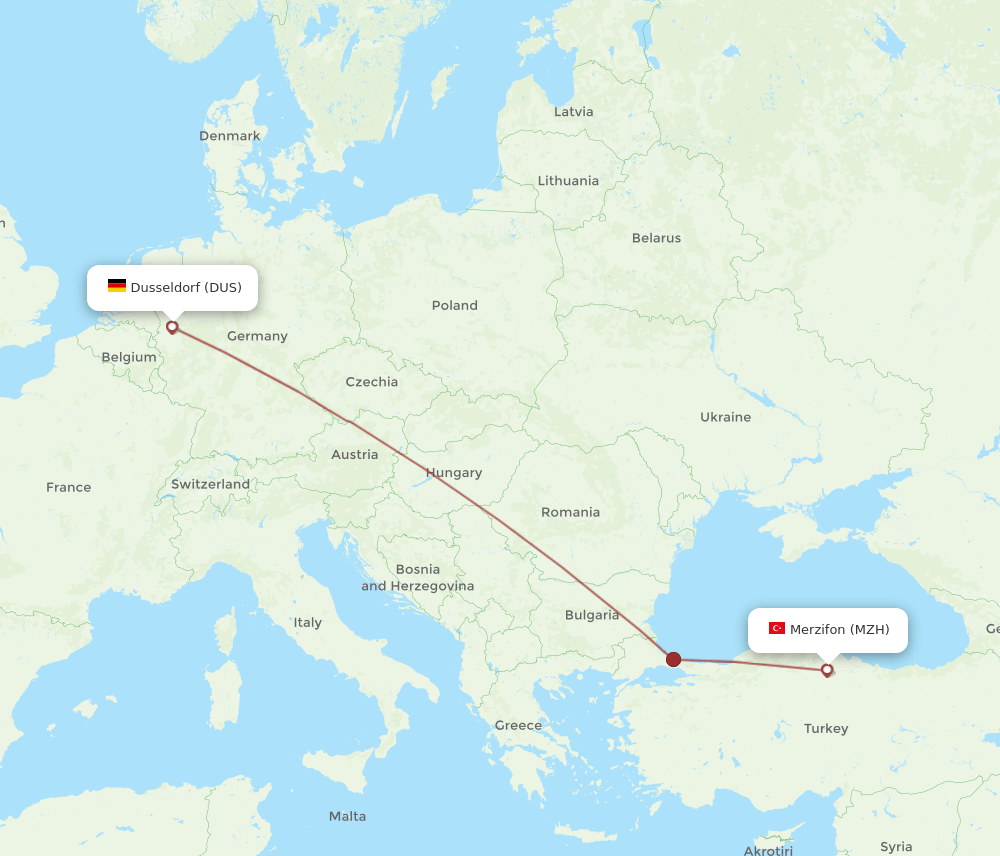 DUS-MZH flight routes