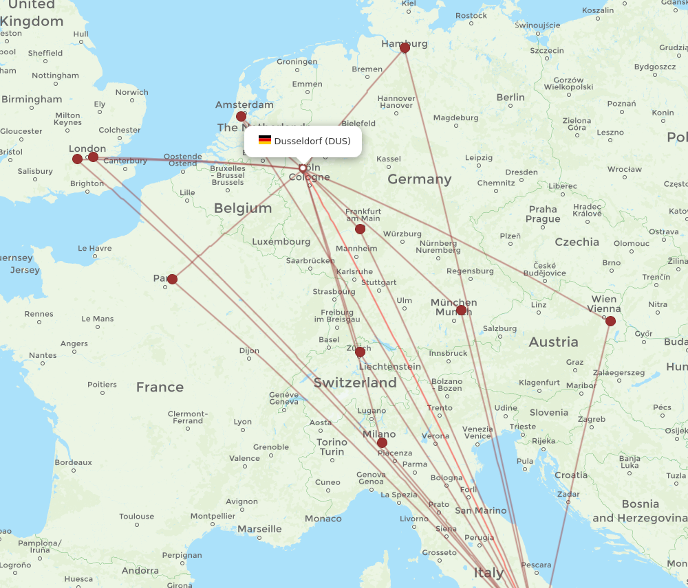 DUS to NAP flights and routes map