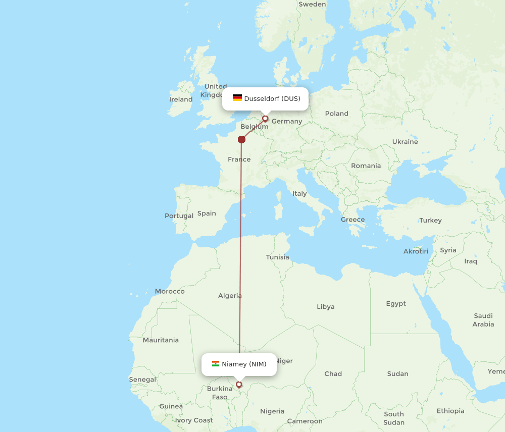 DUS-NIM flight routes