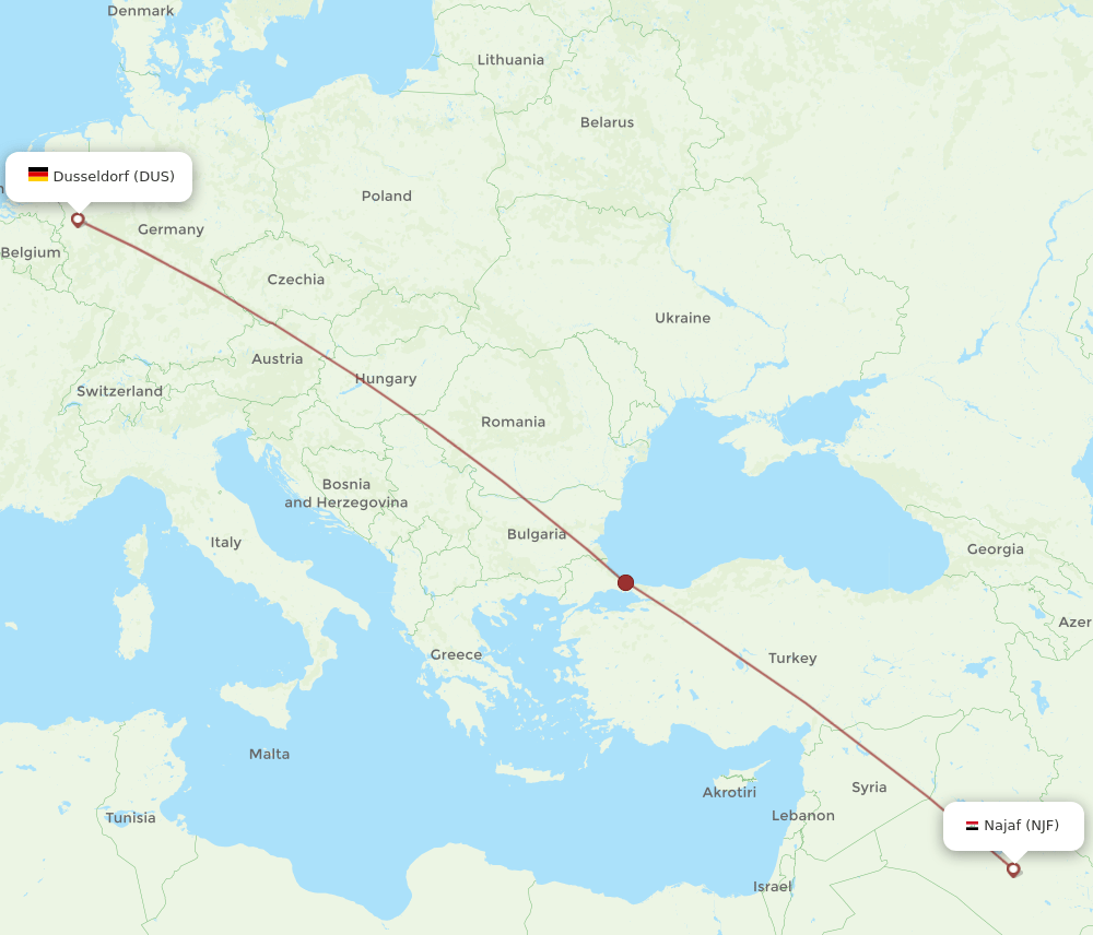 DUS-NJF flight routes