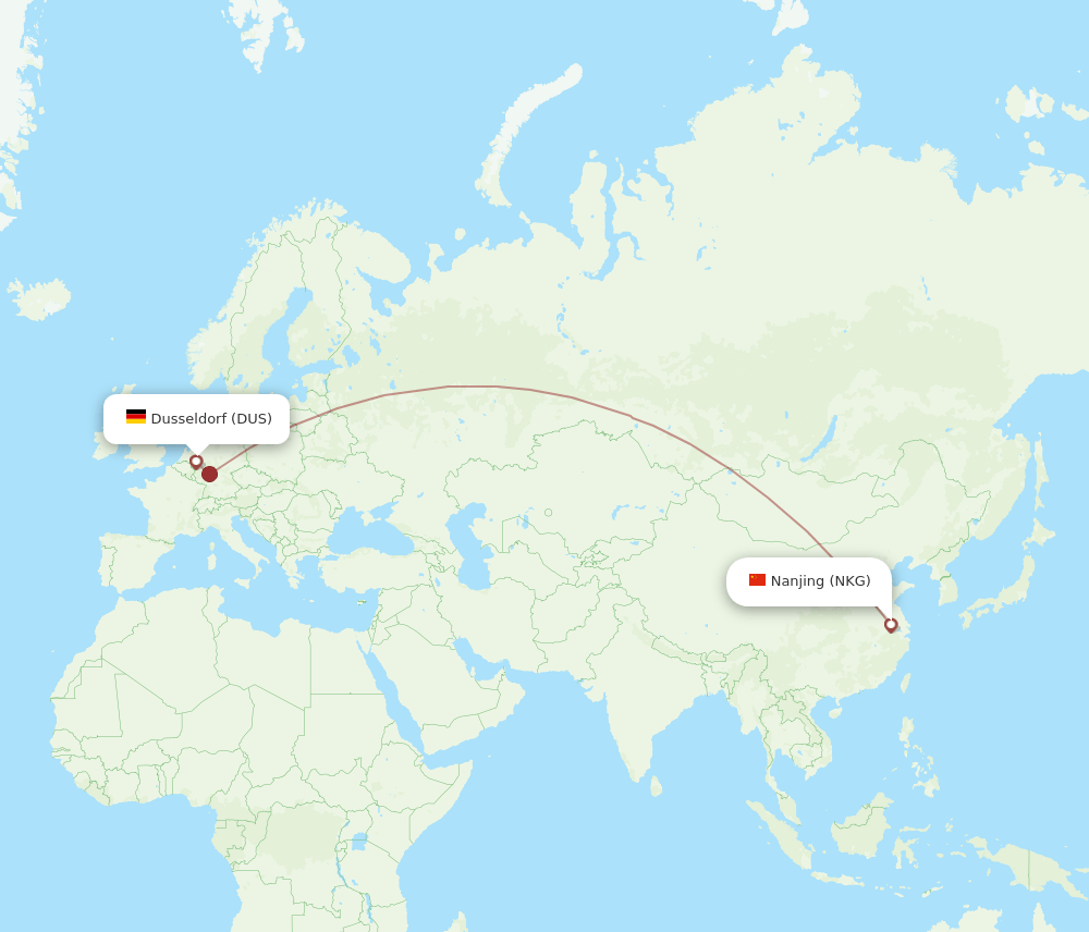 DUS-NKG flight routes