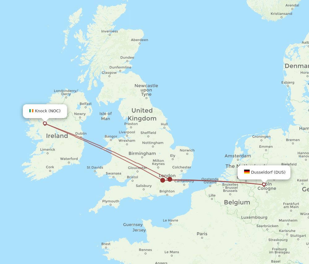 DUS-NOC flight routes