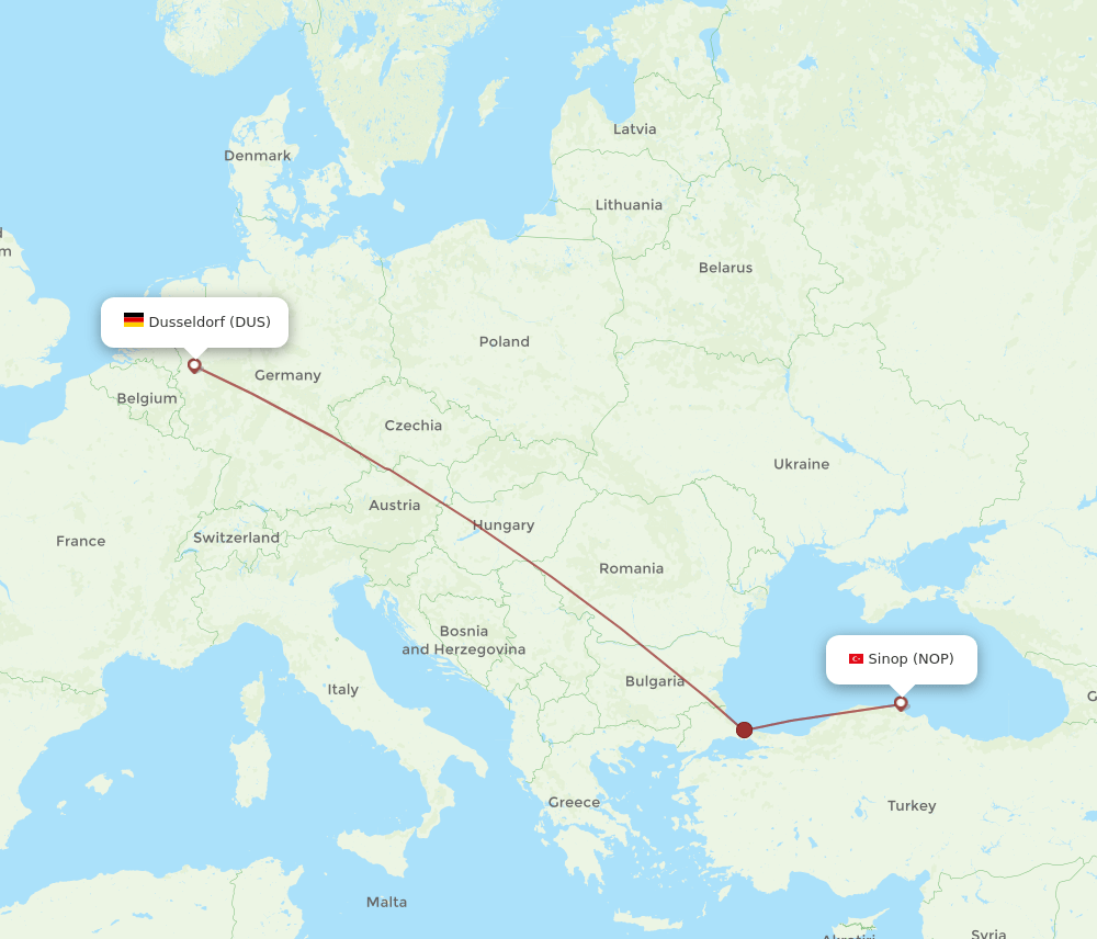 DUS-NOP flight routes