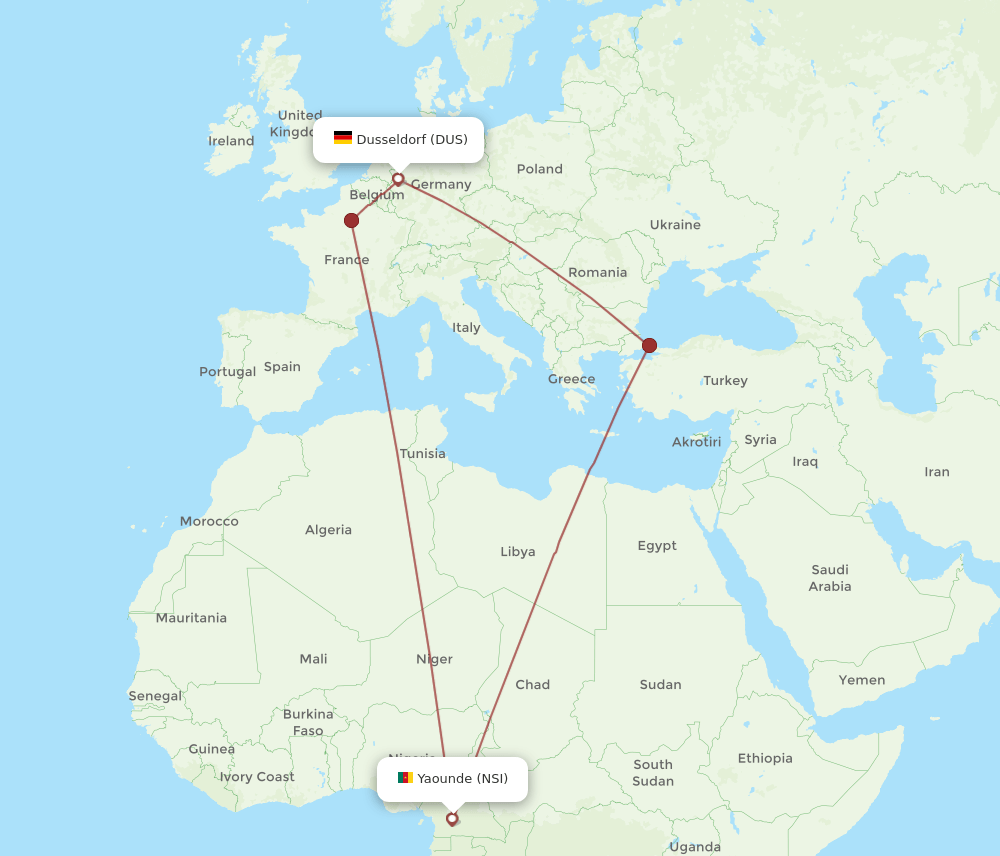 DUS-NSI flight routes