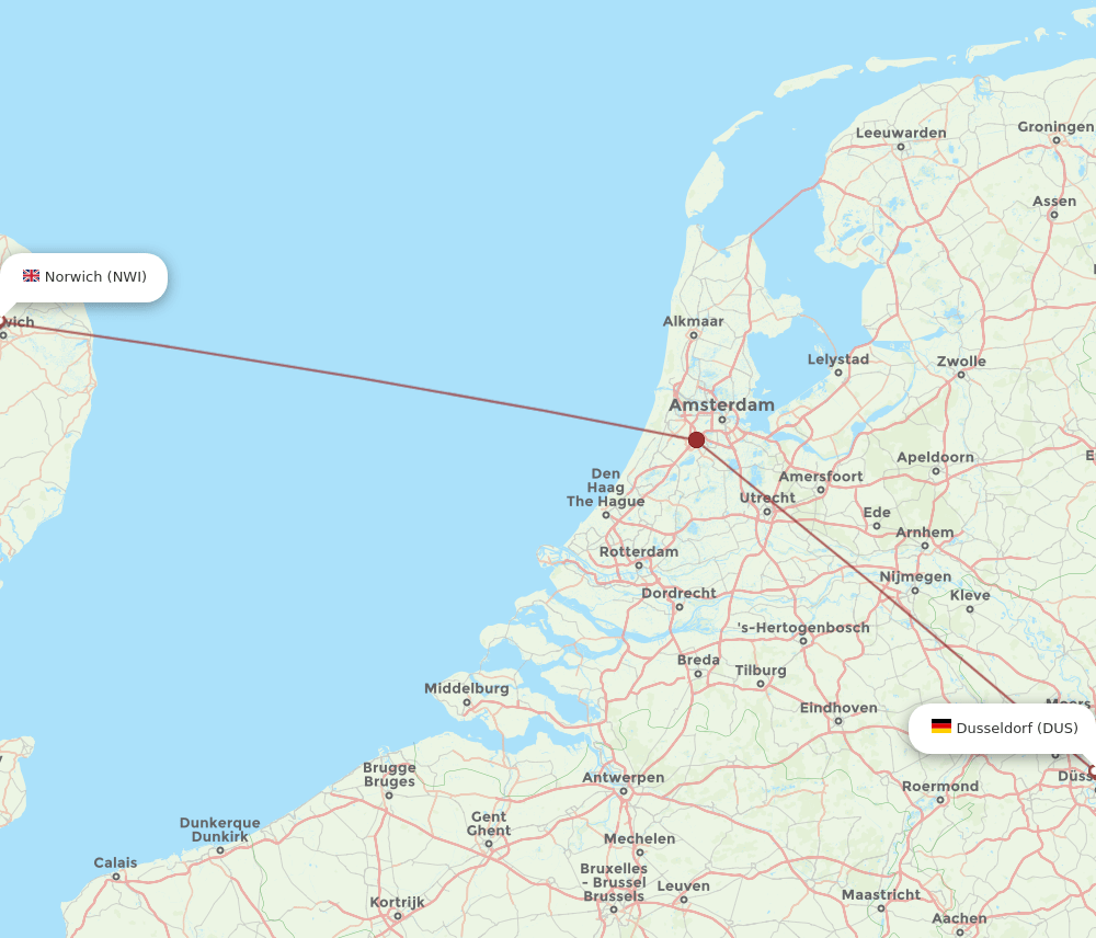 DUS-NWI flight routes