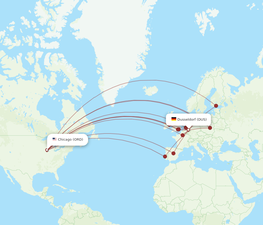 DUS-ORD flight routes