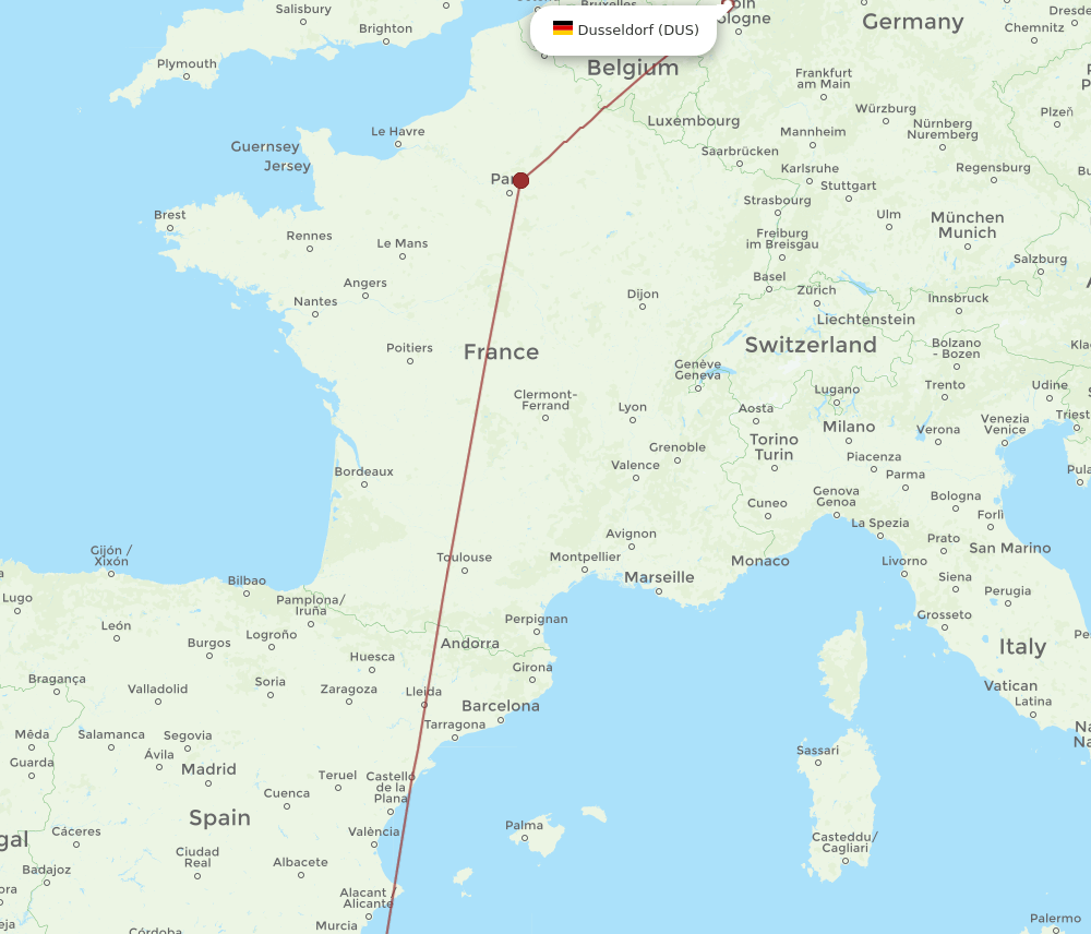 DUS-ORN flight routes