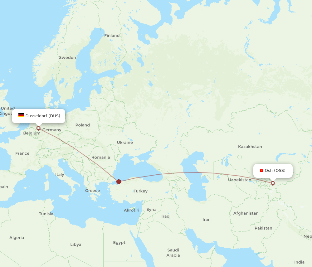 DUS-OSS flight routes