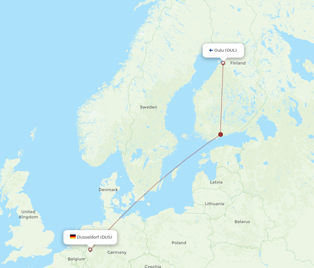 DUS-OUL flight routes
