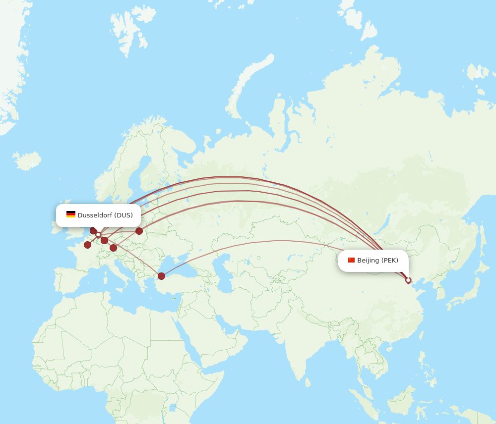 DUS-PEK flight routes