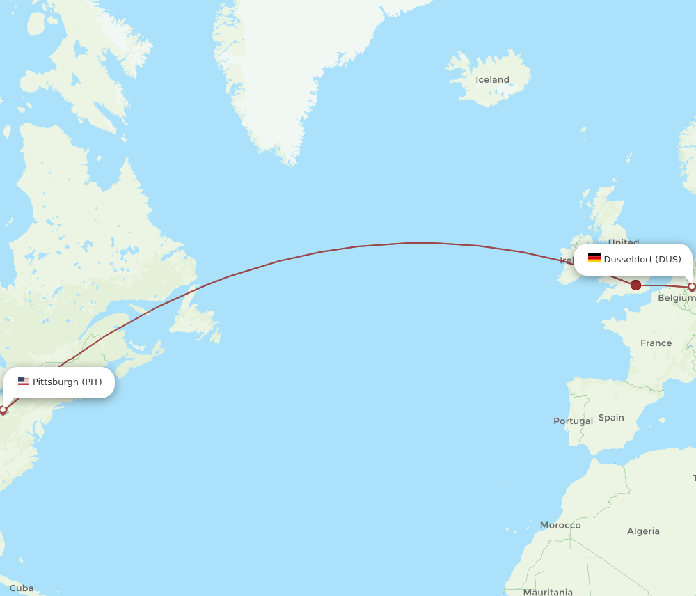 DUS-PIT flight routes