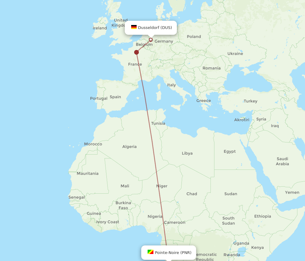 DUS-PNR flight routes