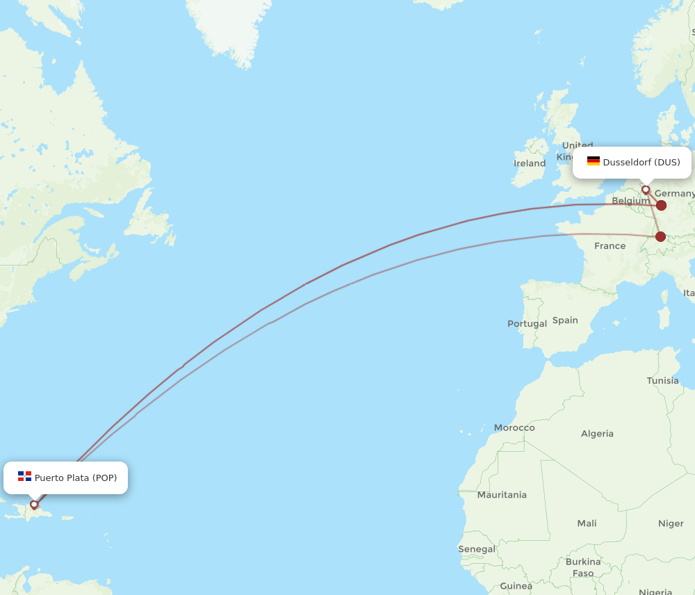 DUS-POP flight routes