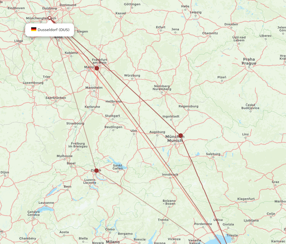 DUS-PUY flight routes