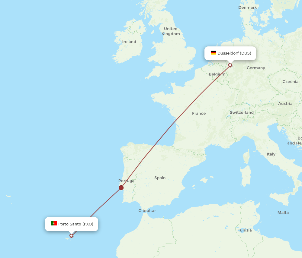 DUS-PXO flight routes