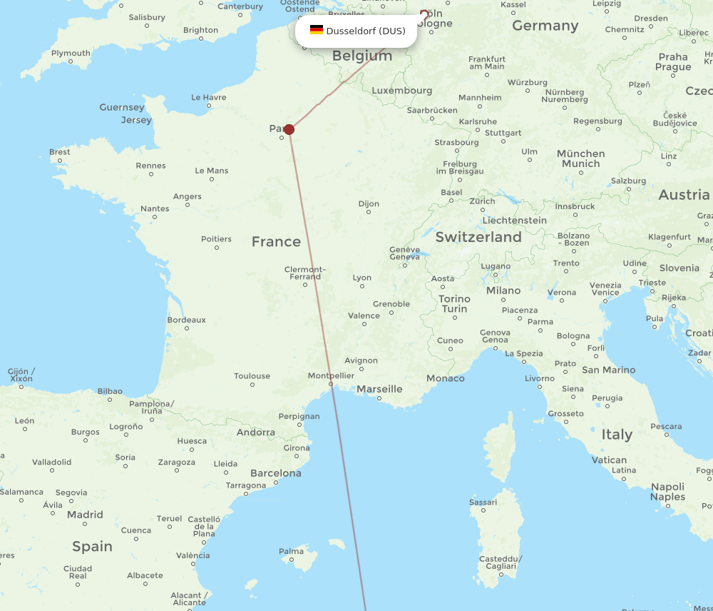 DUS to QSF flights and routes map