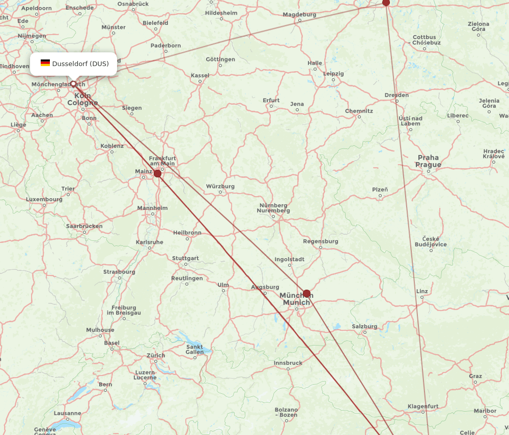 DUS-RJK flight routes