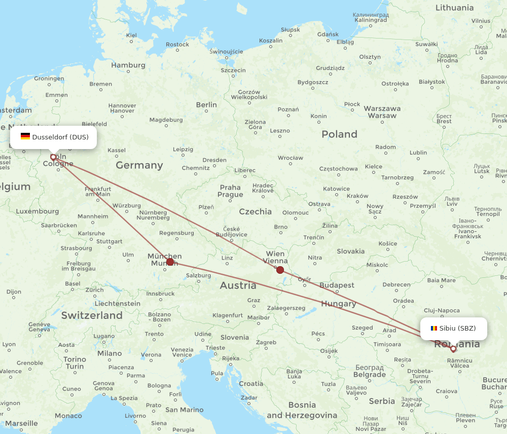 DUS-SBZ flight routes