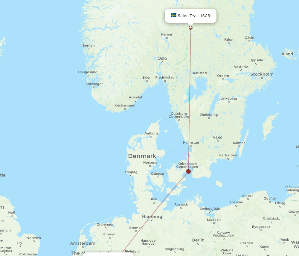 Dusseldorf - Salen route map and flight paths