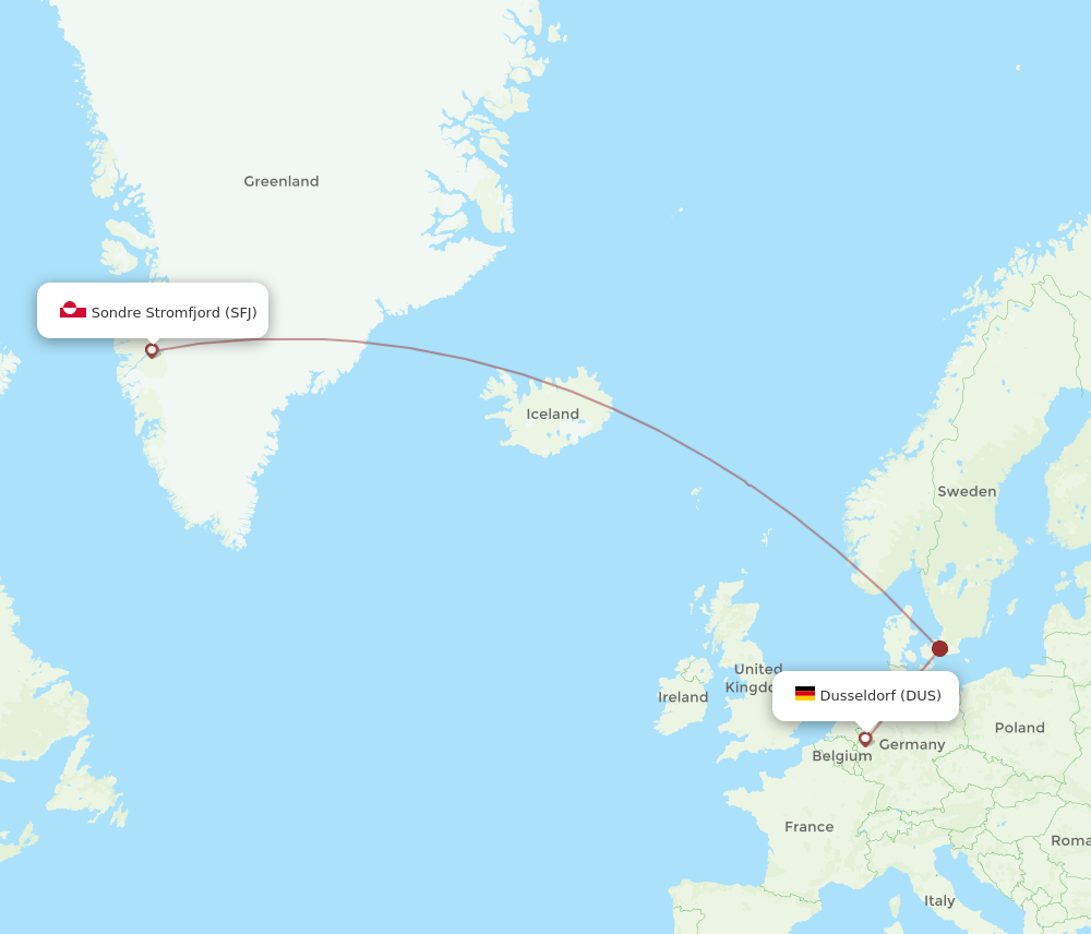 DUS-SFJ flight routes